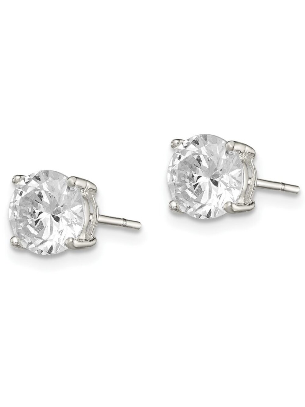 Sterling Silver 7mm Round CZ Basket Set Stud Earrings - Big Sparkle Solitaires